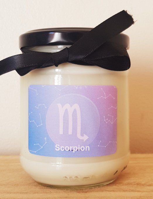 Bougie astrologie Scorpion avec porte-clé "Elixir floral"