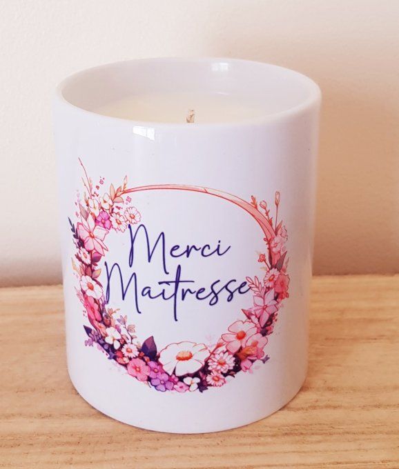 Bougie "Merci Maitresse" Fleur de coton 