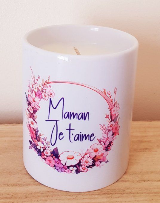 Bougie "Maman je t'aime" Fleur de coton  