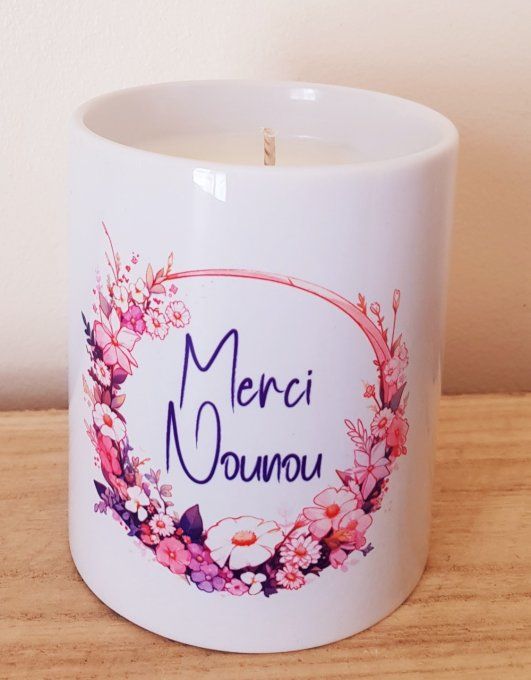 Bougie "Merci Nounou" Fleur de coton