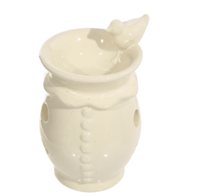 Brûle-parfum oiseau beige